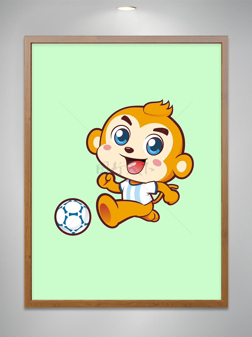 卡通可爱小猴子踢足球
