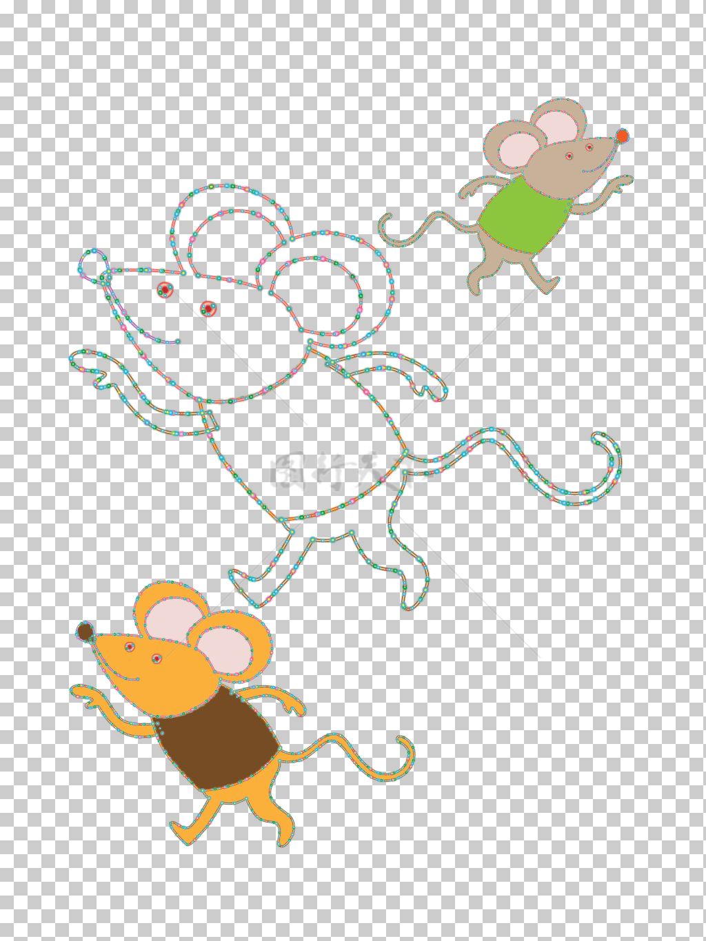 手绘卡通动物老鼠霓虹灯招牌矢量图插画素材