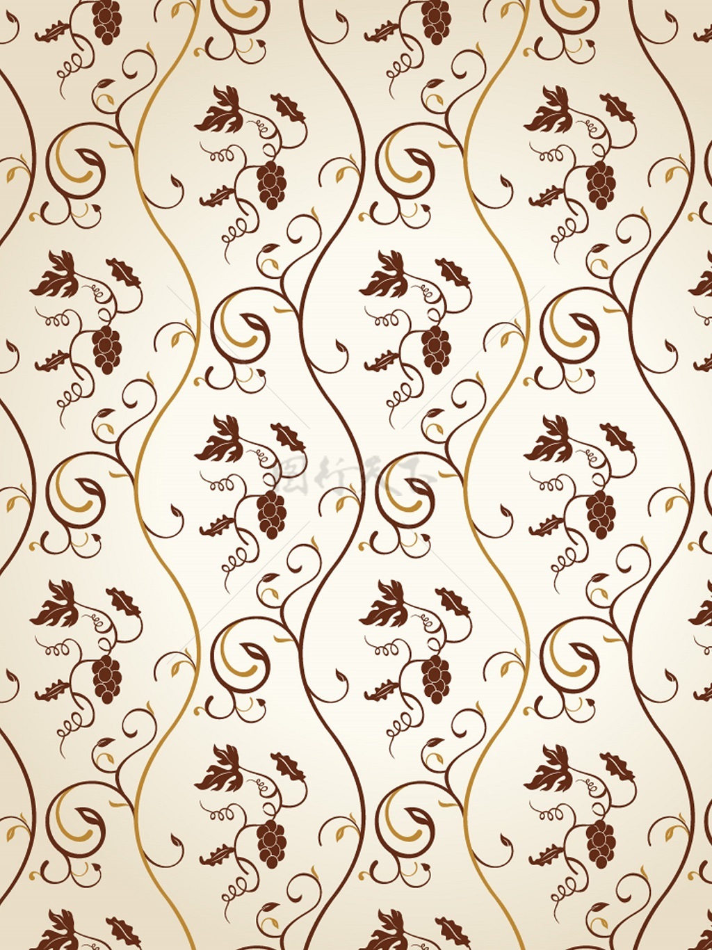 传统 欧式俄式花卉底图底纹  图案背景贴图 双色藤曼叶
